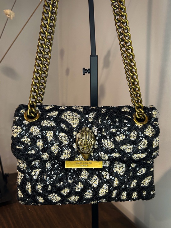Kurt Geiger Handbags - Kurt Geiger Mini Kensington Black Silver Sequin Leopard Crossbody Shoulder Bag